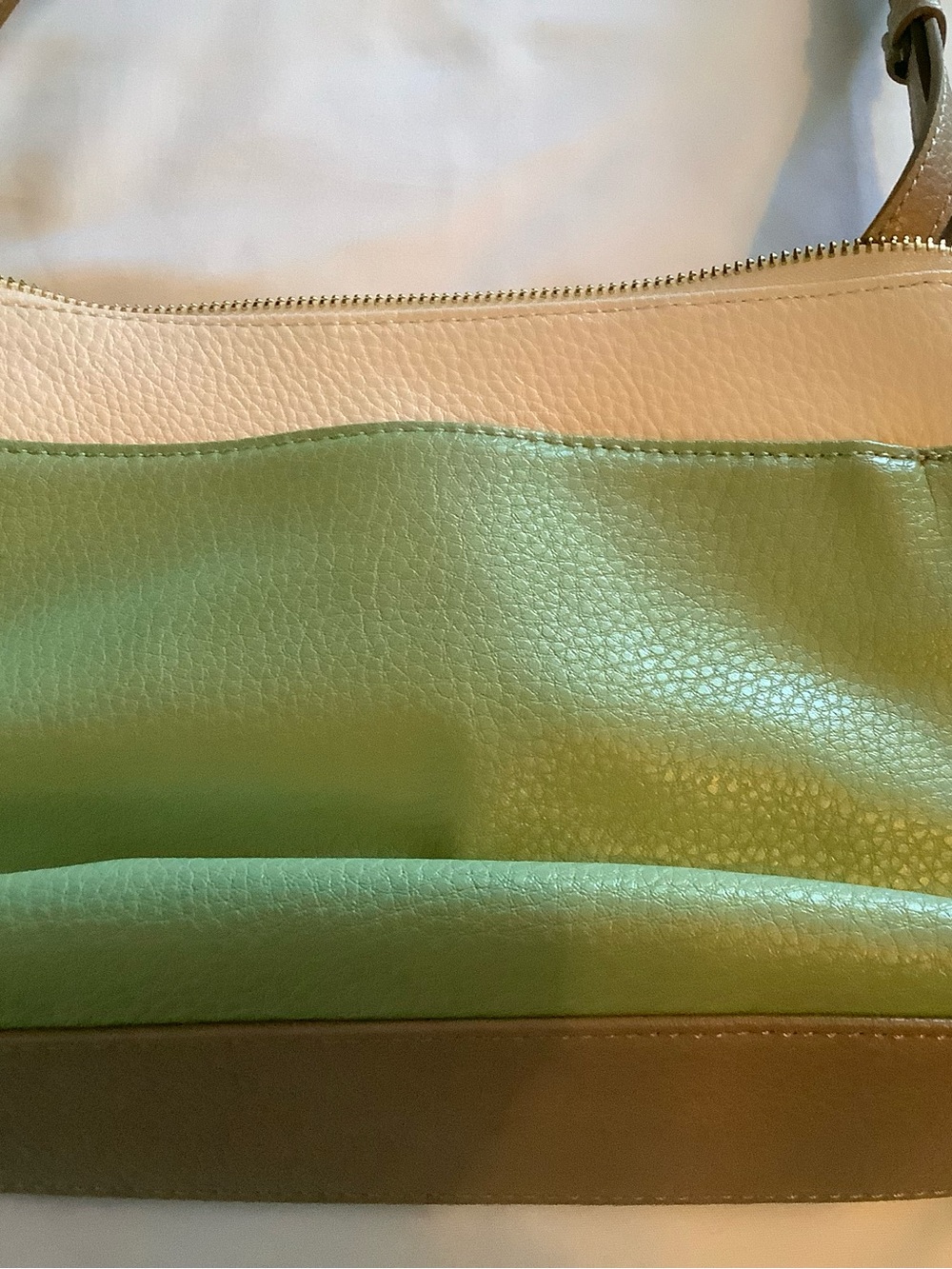 Anne Klein Green and Cream Two-Tone Crossbody with Gold Accents - Picture 2 of 9